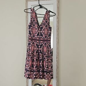 Vince Camuto Pink and Black Floral Mini Dress